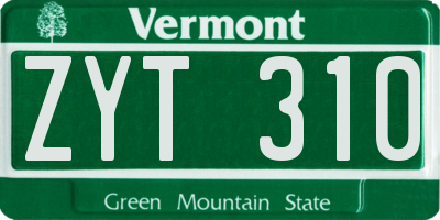 VT license plate ZYT310