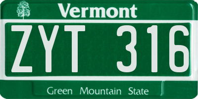 VT license plate ZYT316