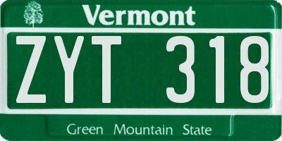 VT license plate ZYT318