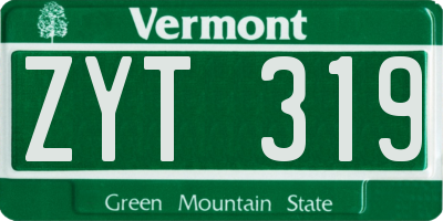 VT license plate ZYT319