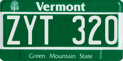 VT license plate ZYT320