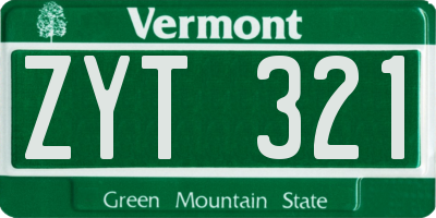 VT license plate ZYT321