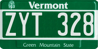 VT license plate ZYT328