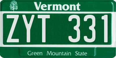 VT license plate ZYT331