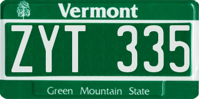 VT license plate ZYT335