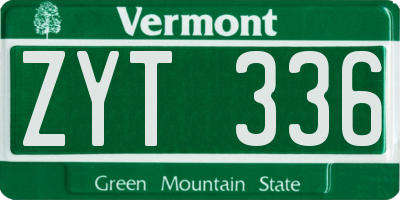 VT license plate ZYT336