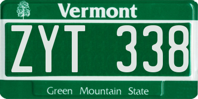 VT license plate ZYT338