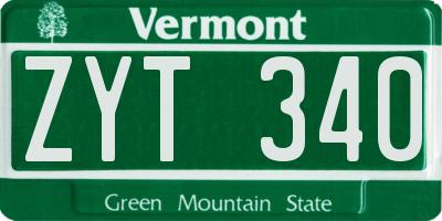 VT license plate ZYT340