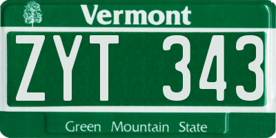 VT license plate ZYT343
