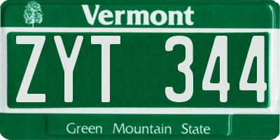 VT license plate ZYT344