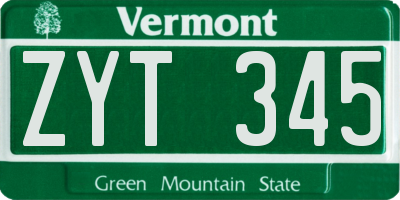 VT license plate ZYT345