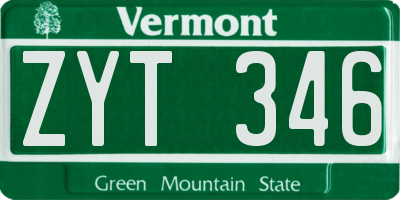 VT license plate ZYT346