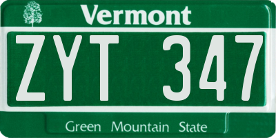 VT license plate ZYT347
