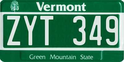 VT license plate ZYT349