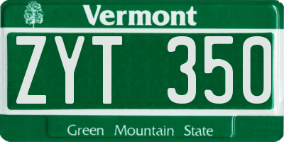 VT license plate ZYT350