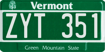 VT license plate ZYT351