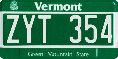 VT license plate ZYT354