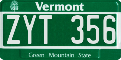 VT license plate ZYT356