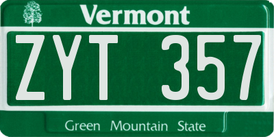 VT license plate ZYT357