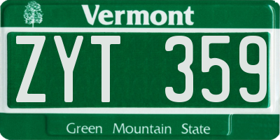 VT license plate ZYT359