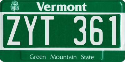 VT license plate ZYT361