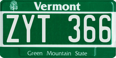 VT license plate ZYT366