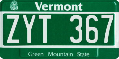 VT license plate ZYT367