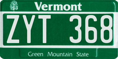 VT license plate ZYT368
