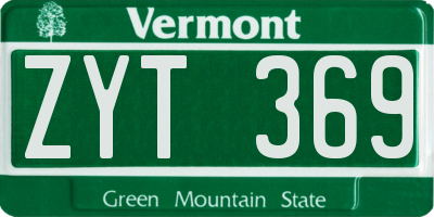 VT license plate ZYT369