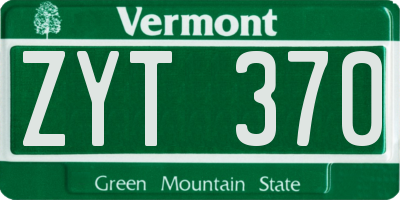 VT license plate ZYT370