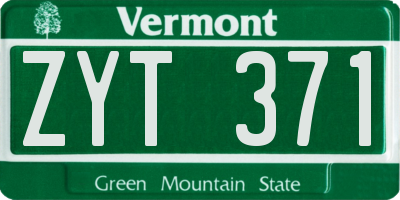 VT license plate ZYT371