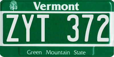VT license plate ZYT372