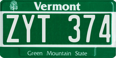 VT license plate ZYT374