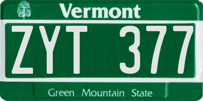 VT license plate ZYT377