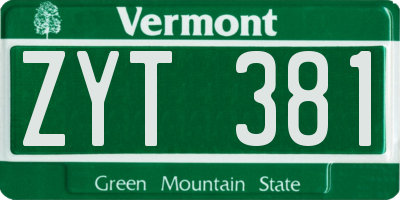 VT license plate ZYT381