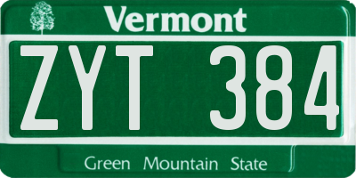 VT license plate ZYT384