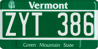VT license plate ZYT386