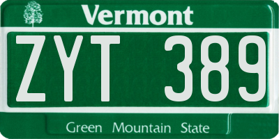 VT license plate ZYT389