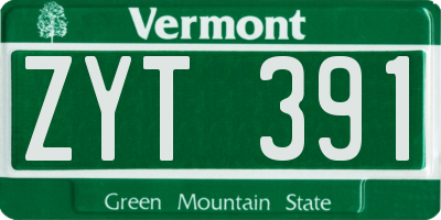 VT license plate ZYT391