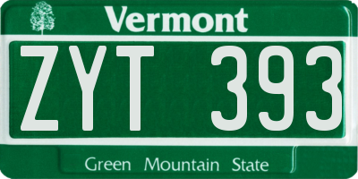 VT license plate ZYT393