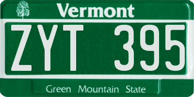 VT license plate ZYT395