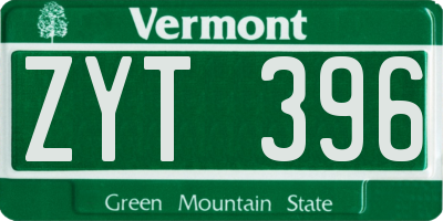 VT license plate ZYT396