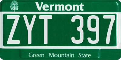 VT license plate ZYT397