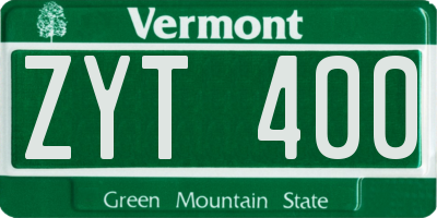 VT license plate ZYT400