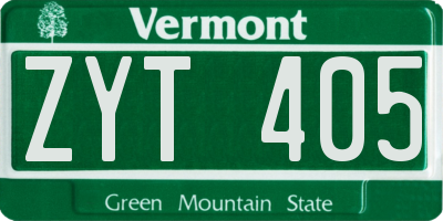 VT license plate ZYT405