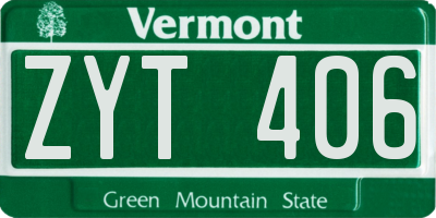 VT license plate ZYT406