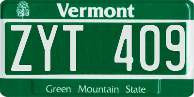VT license plate ZYT409