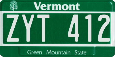 VT license plate ZYT412