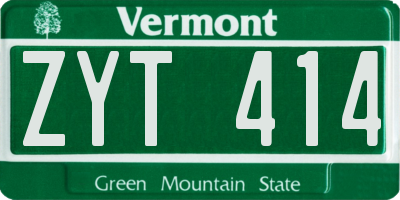 VT license plate ZYT414