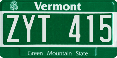 VT license plate ZYT415